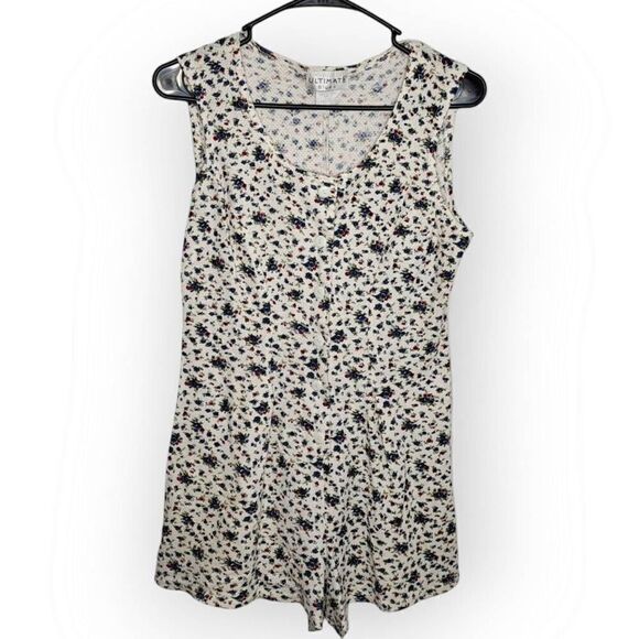 Ultimate Blues Vintage 90s Women's Floral Cotton Romper size Small - Picture 1 of 7